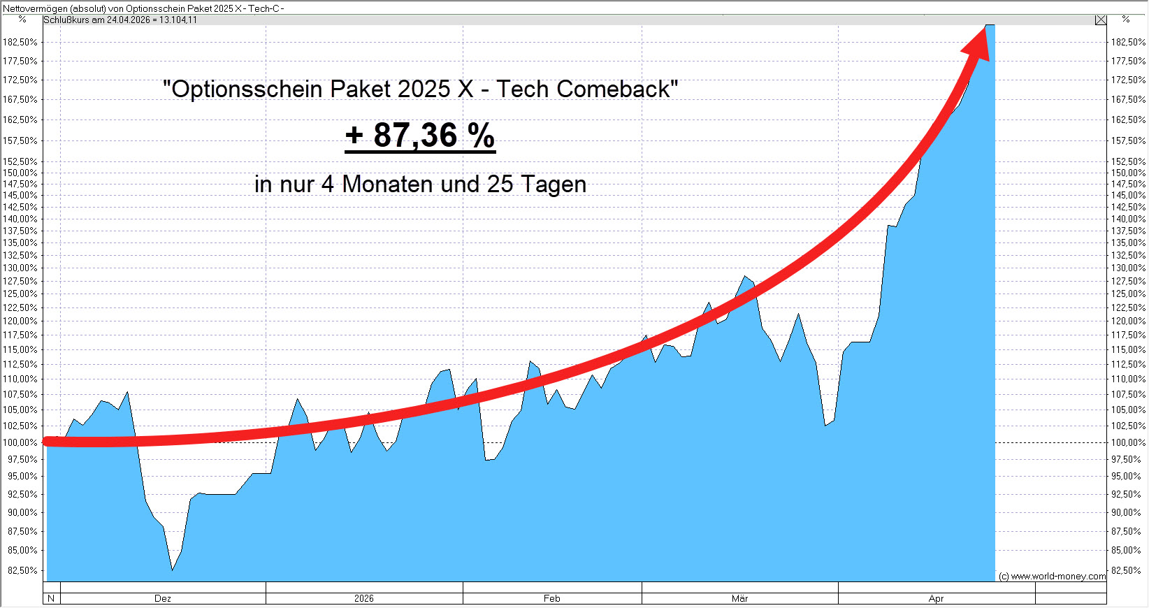 Optionsschein Paket 2025 X – Tech Comeback: + 87,36 %